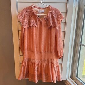 Zara Girls' Salmon Lace Dress 6 NWT